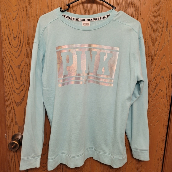 PINK Victoria's Secret Light Blue Long Sleeve Tee - Picture 1 of 2